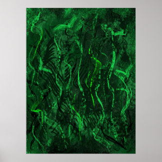 Zen Groene Tunes Kalmerende Abstracte Muurkunst Po Poster