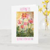 Zen Happiness Lotus Waterverf Art Wenskaart Kaart (Gele Bloem)