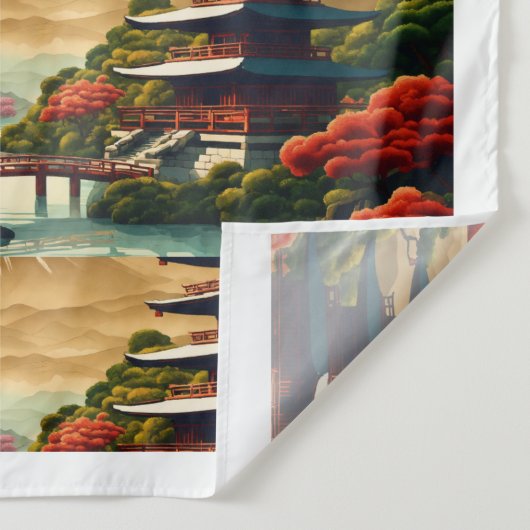 Zen Harmony Pagoda Tapestry Wandkleed (Detail)