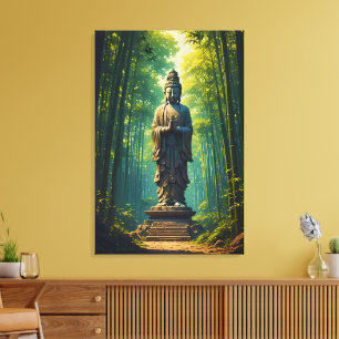 Zen in de bamboebos canvas afdruk