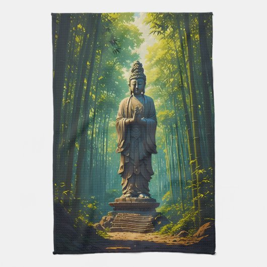 Zen in de bamboebos theedoek (Verticaal)