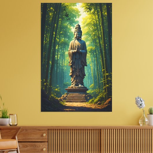 Zen in het bamboe bos canvas afdruk (Insitu (Woonkamer))
