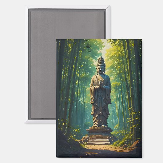 Zen in het bamboe bos magneet (Voorkant / Achterkant)