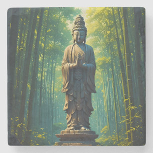 Zen in het bamboe bos stenen onderzetter