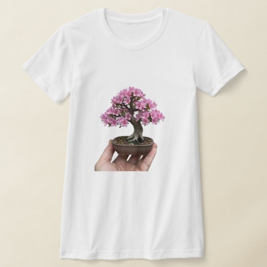 Zen in Palm: Miniature Blooming Azalea Bonsai Art T-shirt (Laagn)