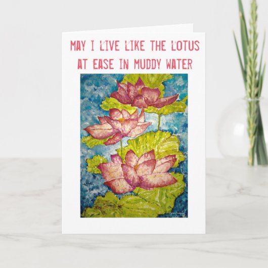 Zen Inspiration Lotus Waterverf Art Wenskaart Kaart (Voorkant)