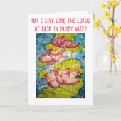 Zen Inspiration Lotus Waterverf Art Wenskaart Kaart (Gele Bloem)