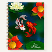 Zen Journal Yin Yang Koi Vis Wit Lotus Vijver Notitieboek (Voorkant)