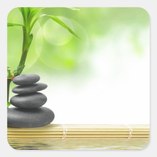Zen-kalmerende watertuin door genezing van liefde vierkante sticker (Voorkant)