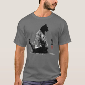 Zen Kat in Kimono Inkt Kunst meisje meisje T-shirt
