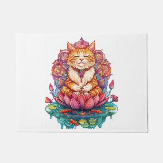 Zen Kat Vibes � Mediterende Kat Psychedelisch Deurmat (Voorkant)