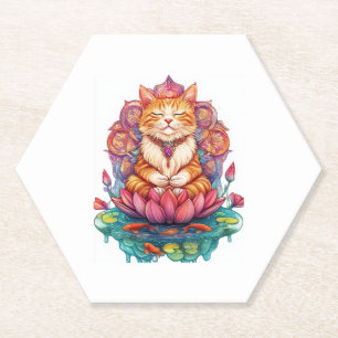 Zen Kat Vibes � Mediterende Kitty Psychedelisch Kartonnen Onderzetters