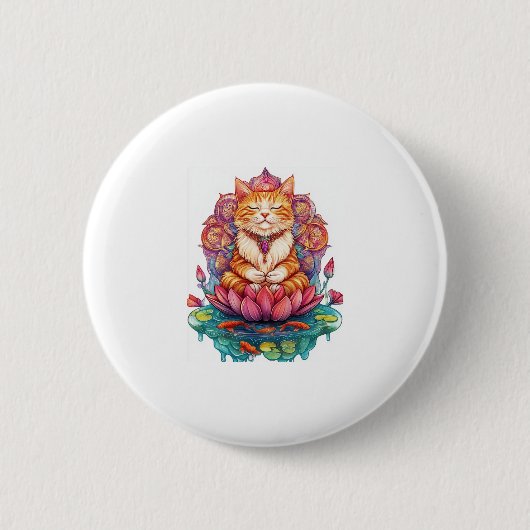 Zen Kat Vibes � Mediterende Kitty Psychedelisch Ronde Button 5,7 Cm (Voorkant)