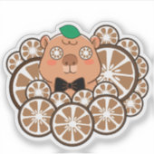 Zen Kawaii Capybara Spa Dag met Citrus Sticker (Voorkant)
