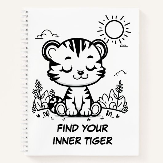 Zen Kawaii Tiger Notitieboek Schattigee Mindfulnes (Voorkant)
