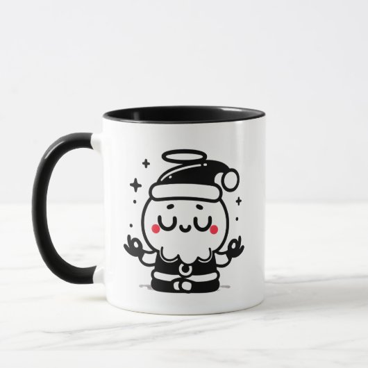 Zen Kerstman – Schattige mediterende Kerstman-vaka Mok (Links)