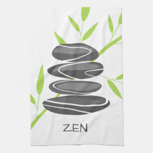 Zen keukendoek met kiezelstenen stapel kunst theedoek