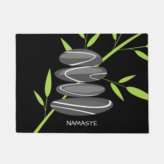 Zen kiezelstenen stapelen & bamboe print deurmat (Voorkant)
