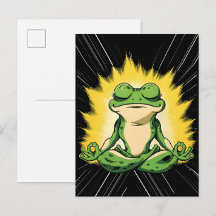 Zen Kikker Meditatie Super Saiyan Glow Kunst Briefkaart
