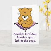 Zen Kitty Cat Meditatie Yoga Verjaardag Kaart (Gele Bloem)