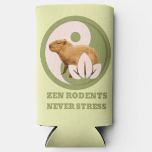 Zen knaagdieren nooit stress capibara seltzer blikjeskoeler