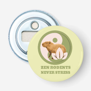 Zen Knaagdieren Nooit Stress Capybara Humor Button Flesopener
