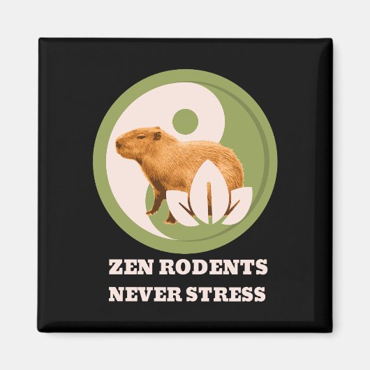 Zen Knaagdieren Nooit Stress Capybara Humor Magneet (Voorkant)