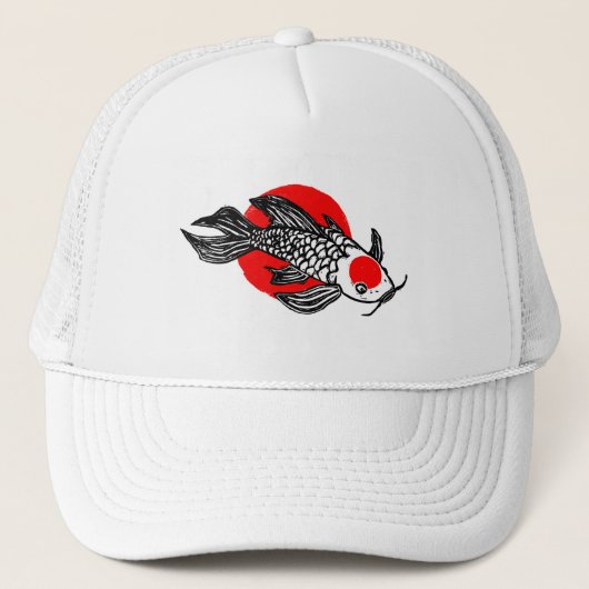 Zen Koi Block Print Design Trucker Hat Pet (Voorkant)