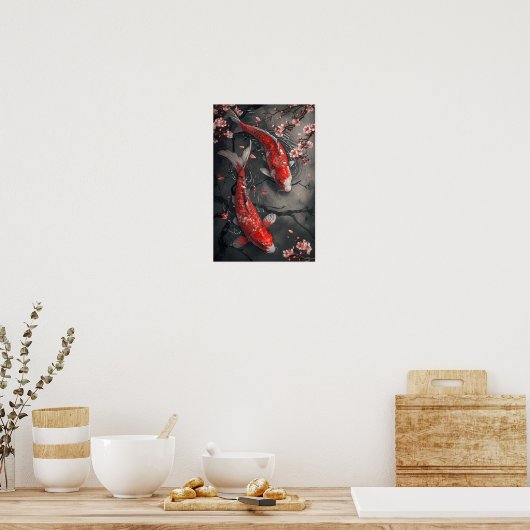 Zen Koi Fish and Cherry Blossoms Poster (Keuken)