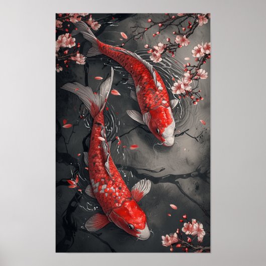 Zen Koi Fish and Cherry Blossoms Poster (Voorkant)