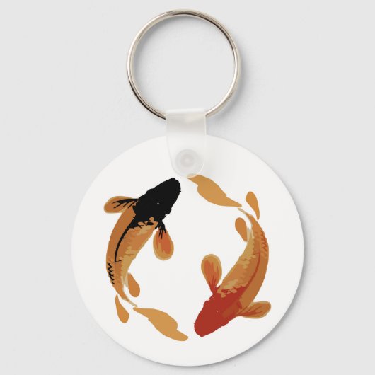 Zen Koi Fish White Simple Minimalist Sleutelhanger (Voorkant)