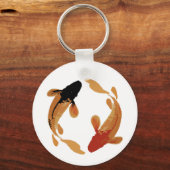 Zen Koi Fish White Simple Minimalist Sleutelhanger (Achterkant)