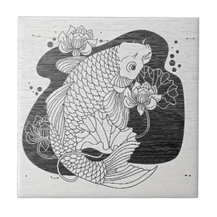 Zen Koi Lotus Keramische Tegel Tegeltje