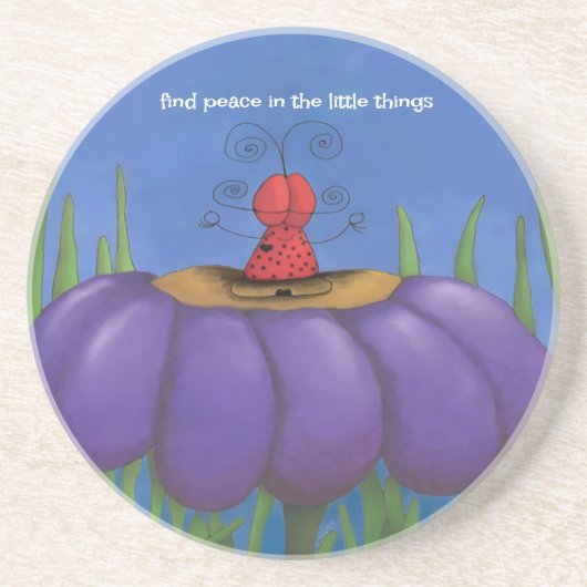 Zen Ladybug Zandsteen Onderzetter (Voorkant)