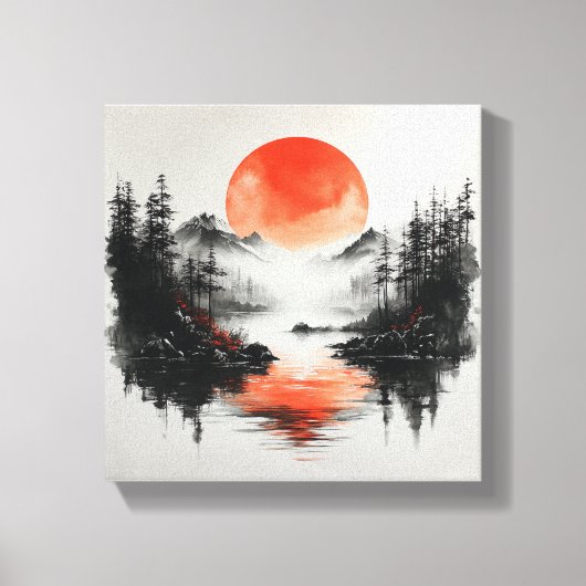 Zen Lake Sun Reflective Canvas Afdruk (Voorkant)