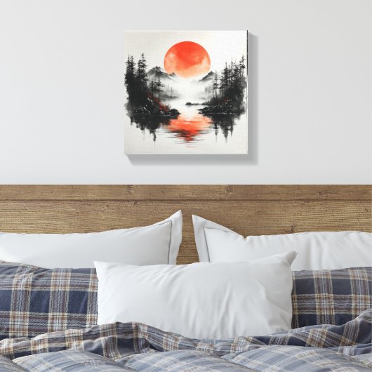 Zen Lake Sun Reflective Canvas Afdruk (Insitu (Slaapkamer))