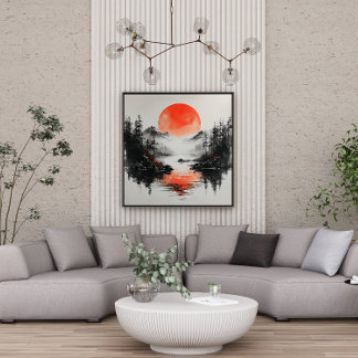Zen Lake Sun Reflective Canvas Afdruk