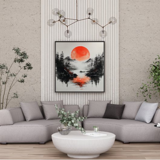Zen Lake Sun Reflective Canvas Afdruk