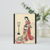  zen lantaarn rode kimono japanse geisha briefkaart (Staand voorkant)