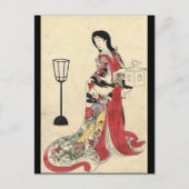  zen lantaarn rode kimono japanse geisha briefkaart (Voorkant)