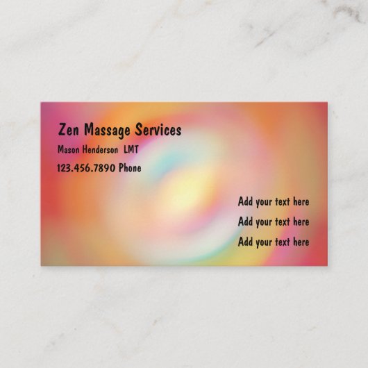 Zen Licensed Massage Therapist Visitekaartje (Voorkant)