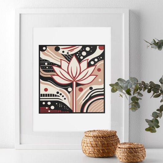 Zen Lotus Abstracte kunst Print