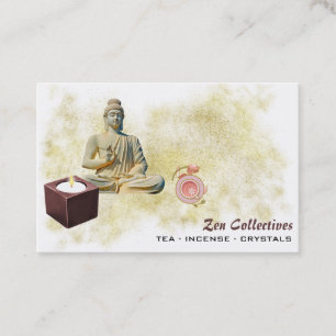 *~* Zen Lotus Buddha Candle Tea Gold Visitekaartje