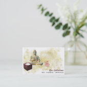 *~* Zen Lotus Buddha Candle Tea Gold Visitekaartje (Staand voorkant)