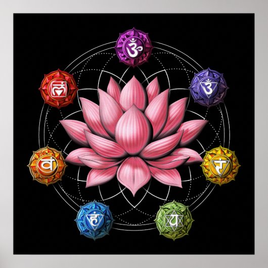 Zen Lotus Chakra Symbolen Poster (Voorkant)