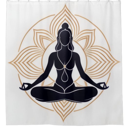Zen Lotus Meditatie Douchegordijn (Voorkant)