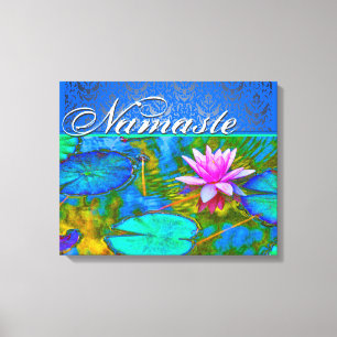 Zen Lotus Yoga Practioner's Elegant Damask Canvas Afdruk