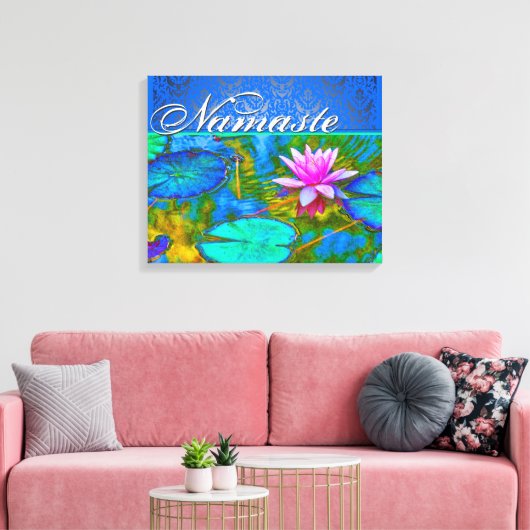 Zen Lotus Yoga Practioner's Elegant Damask Canvas Afdruk (Insitu (Woonkamer))