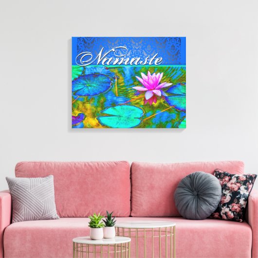 Zen Lotus Yoga Practioner's Elegant Damask Canvas Afdruk (Insitu (Woonkamer))