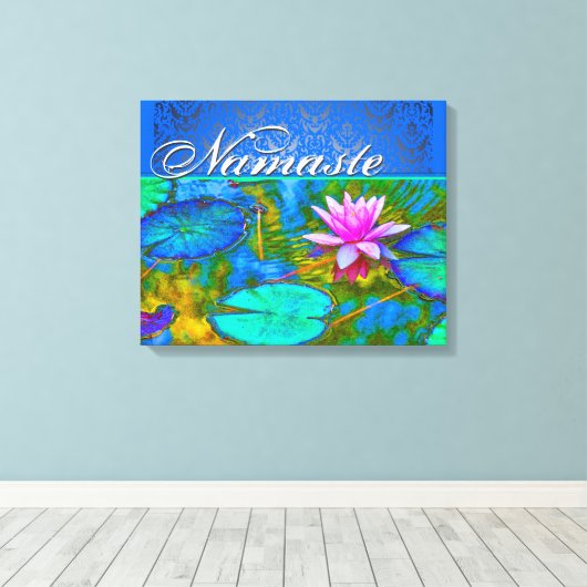 Zen Lotus Yoga Practioner's Elegant Damask Canvas Afdruk (Insitu (Houten vloer))